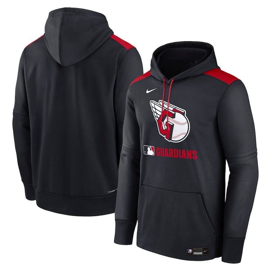 Men 2025 MLB Cleveland Indians Black Nike hoodie style 1